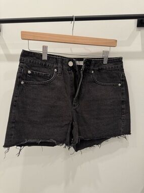 Garage Black Frayed Hem Denim Shorts